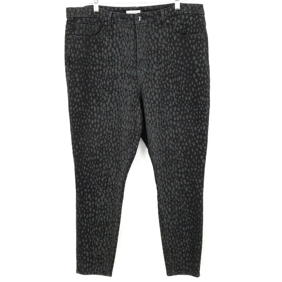 Good American Jeans Plus Size 20 Good Legs Crop Gray Black Animal Print Pants - Picture 1 of 14